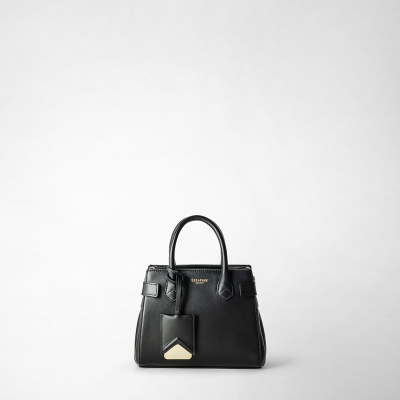 Serapian Mini meline' handbag in seta leather black Vendita Calda