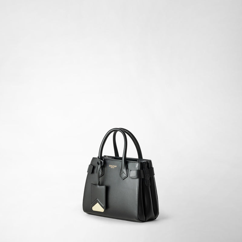 Serapian Mini meline' handbag in seta leather black Vendita Calda