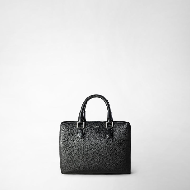 Serapian Small luna handbag in rugiada leather black In Saldo