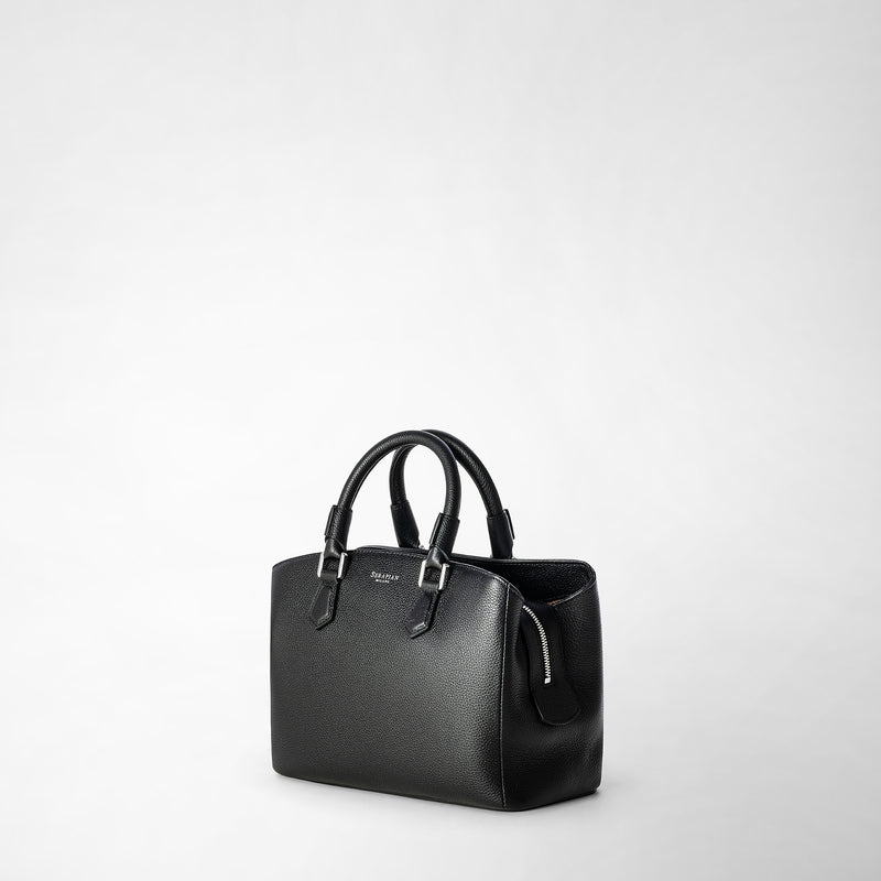 Serapian Small luna handbag in rugiada leather black In Saldo