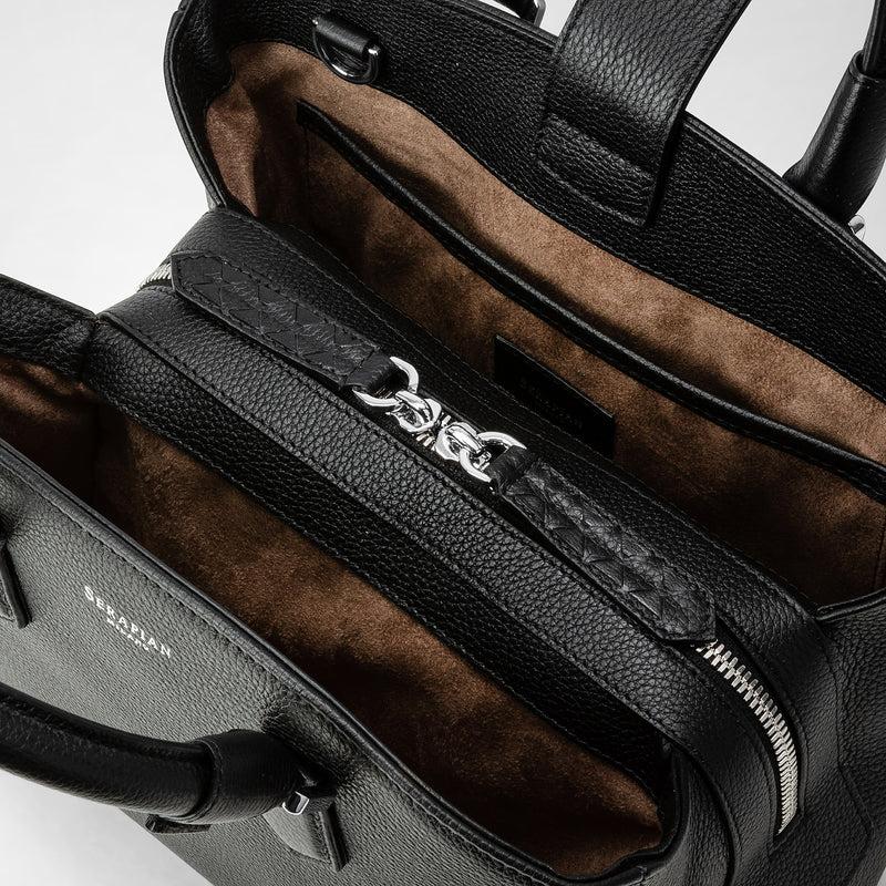 Serapian Small luna handbag in rugiada leather black In Saldo