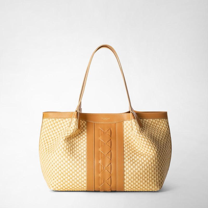 Serapian TOTE BAG SECRET PICCOLA IN RAFIA E PELLE SETA Moda