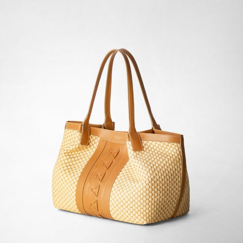 Serapian TOTE BAG SECRET PICCOLA IN RAFIA E PELLE SETA Moda
