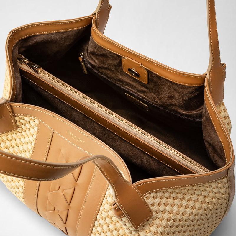 Serapian TOTE BAG SECRET PICCOLA IN RAFIA E PELLE SETA Moda