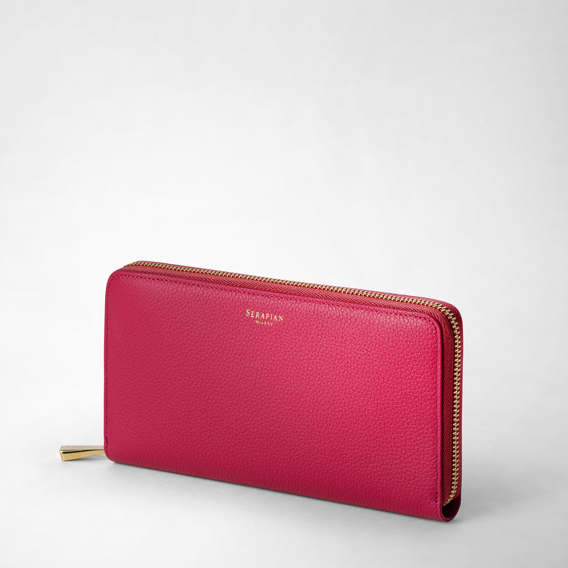 Serapian Zip-around wallet in rugiada leather petal Promozione