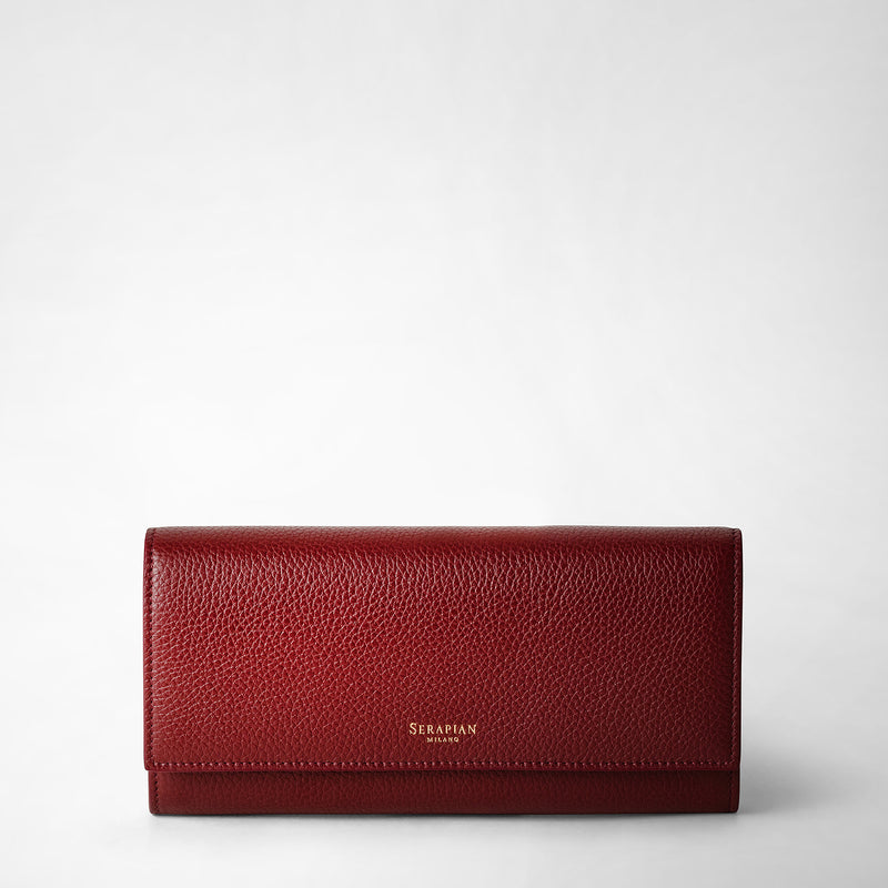 Serapian Portafoglio continental in pelle rugiada burgundy Soddisfazione Garantita