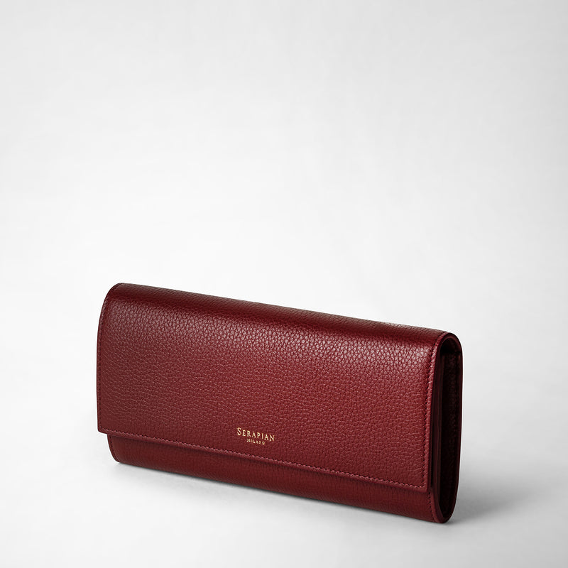 Serapian Portafoglio continental in pelle rugiada burgundy Soddisfazione Garantita