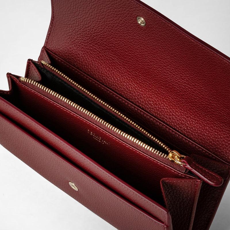 Serapian Portafoglio continental in pelle rugiada burgundy Soddisfazione Garantita