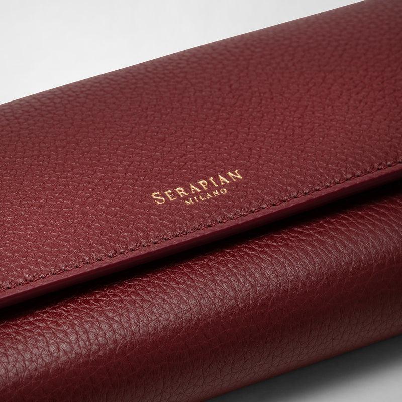 Serapian Portafoglio continental in pelle rugiada burgundy Soddisfazione Garantita