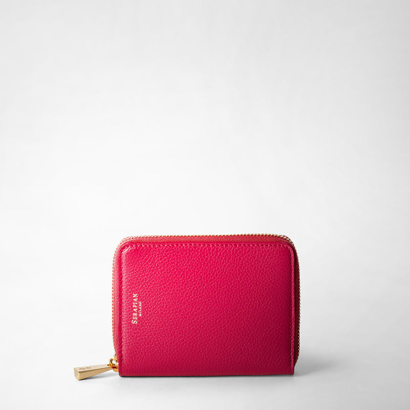 Serapian Mini zip around wallet in rugiada leather petal Enormi sconti