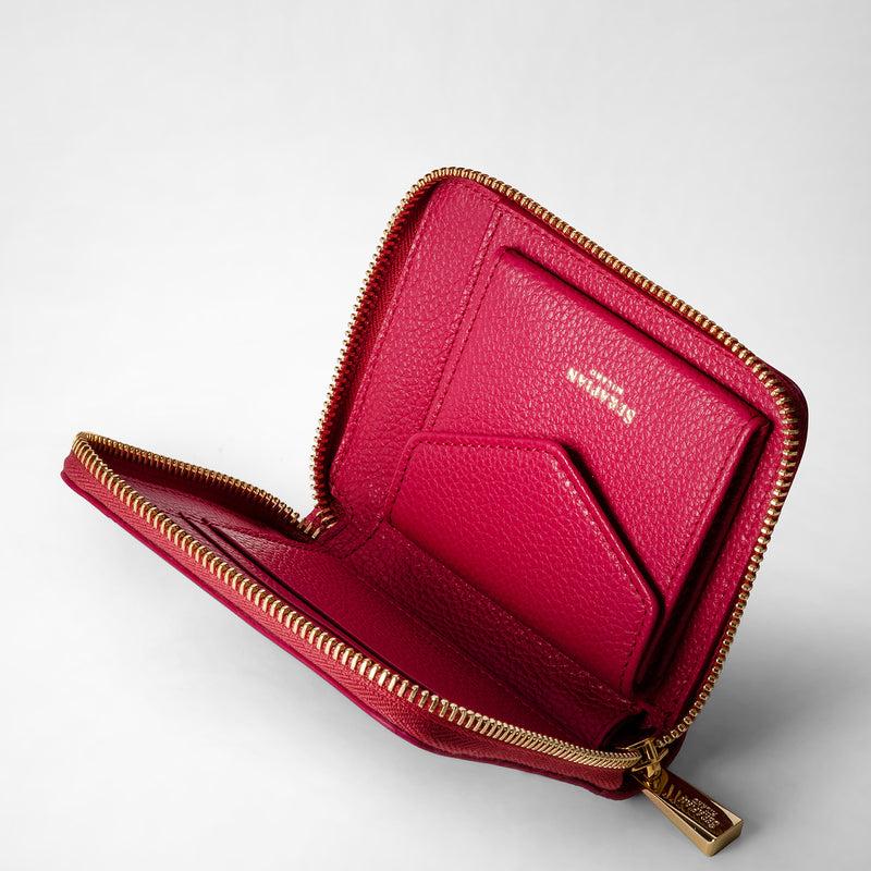 Serapian Mini zip around wallet in rugiada leather petal Enormi sconti