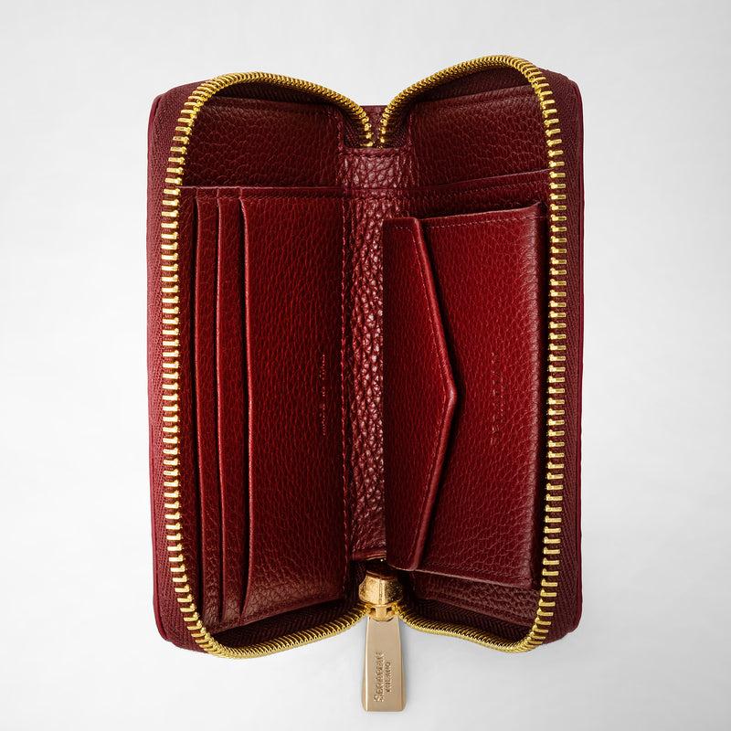 Serapian Portafoglio mini con zip in pelle rugiada burgundy Trasporto libero internazionale