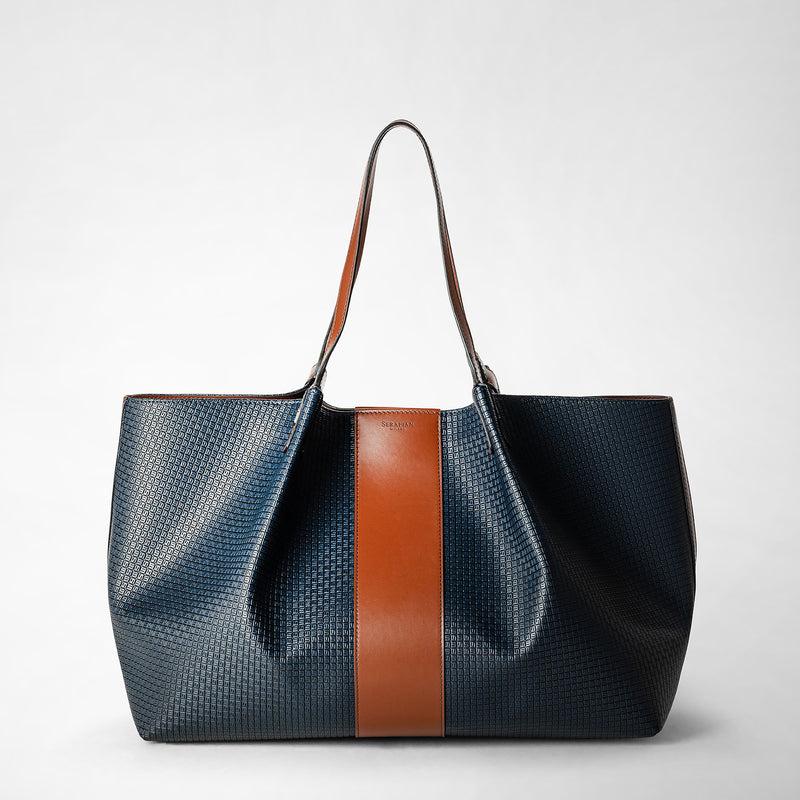 Serapian Borsa shopping secret stepan 72 blu oceano-cuoio Black Friday Prezzi