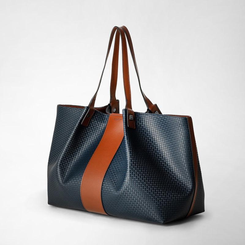 Serapian Borsa shopping secret stepan 72 blu oceano-cuoio Black Friday Prezzi