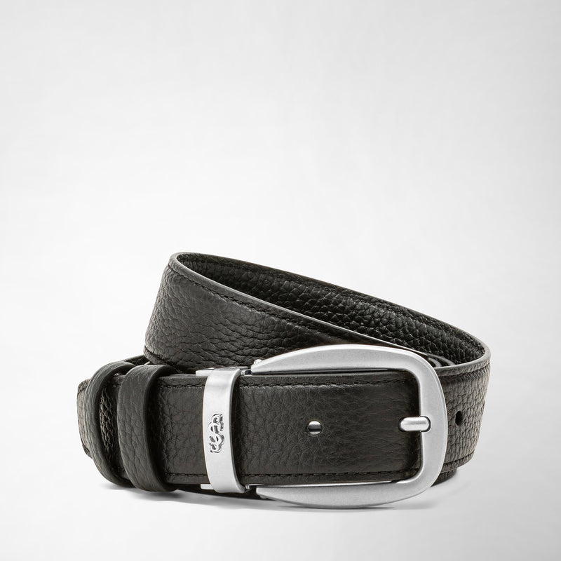 Serapian Cintura reversibile in pelle cachemire nero-navy Sconti questo mese