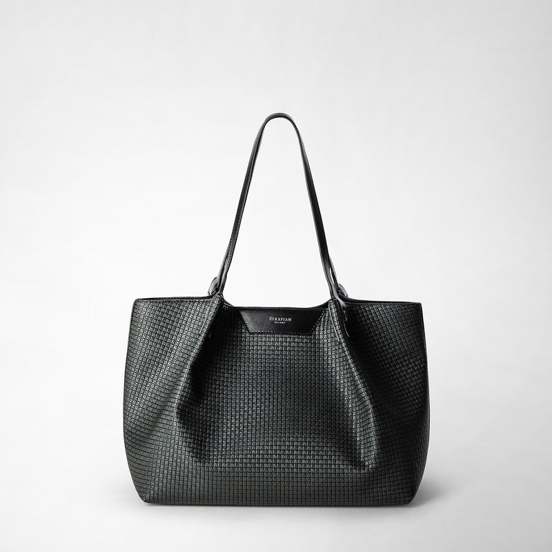 Serapian Tote bag secret piccola in stepan asfalto-nero 2025