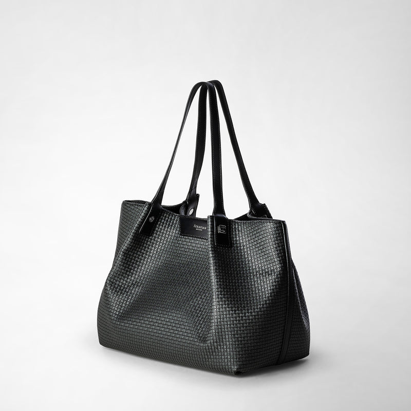 Serapian Tote bag secret piccola in stepan asfalto-nero 2025