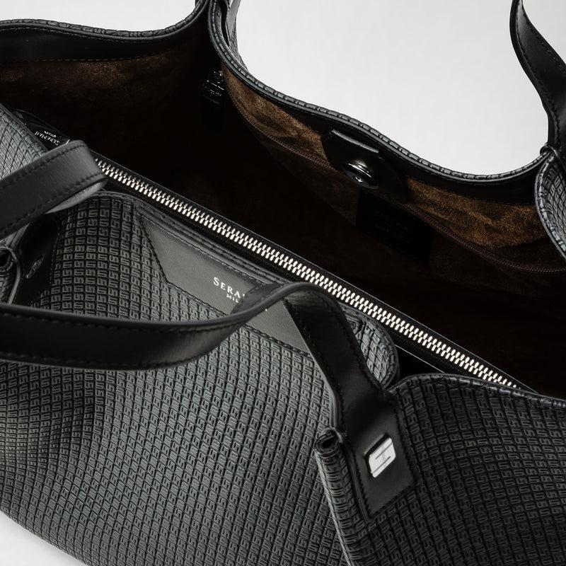 Serapian Tote bag secret piccola in stepan asfalto-nero 2025