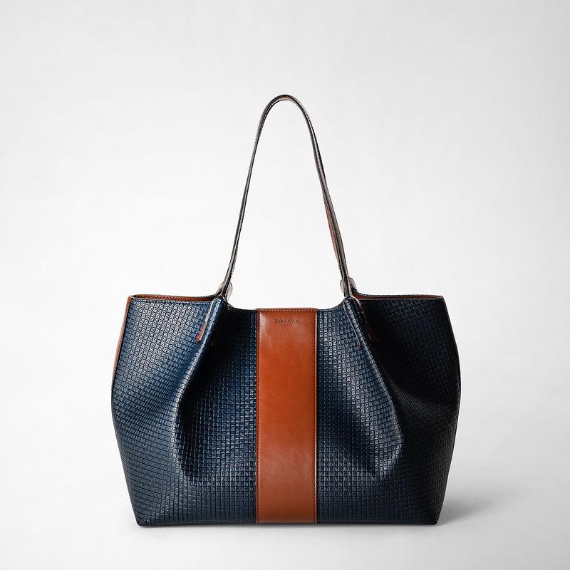 Serapian Borsa shopping secret piccola stepan 72 blu -cuoio Italy