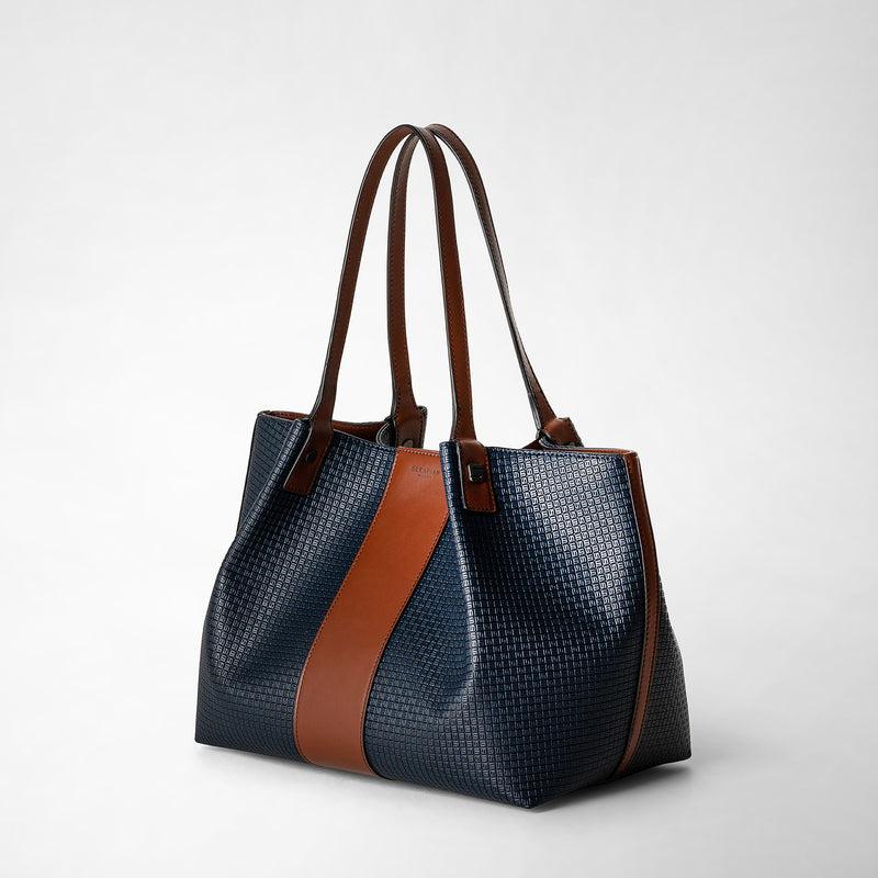 Serapian Borsa shopping secret piccola stepan 72 blu -cuoio Italy
