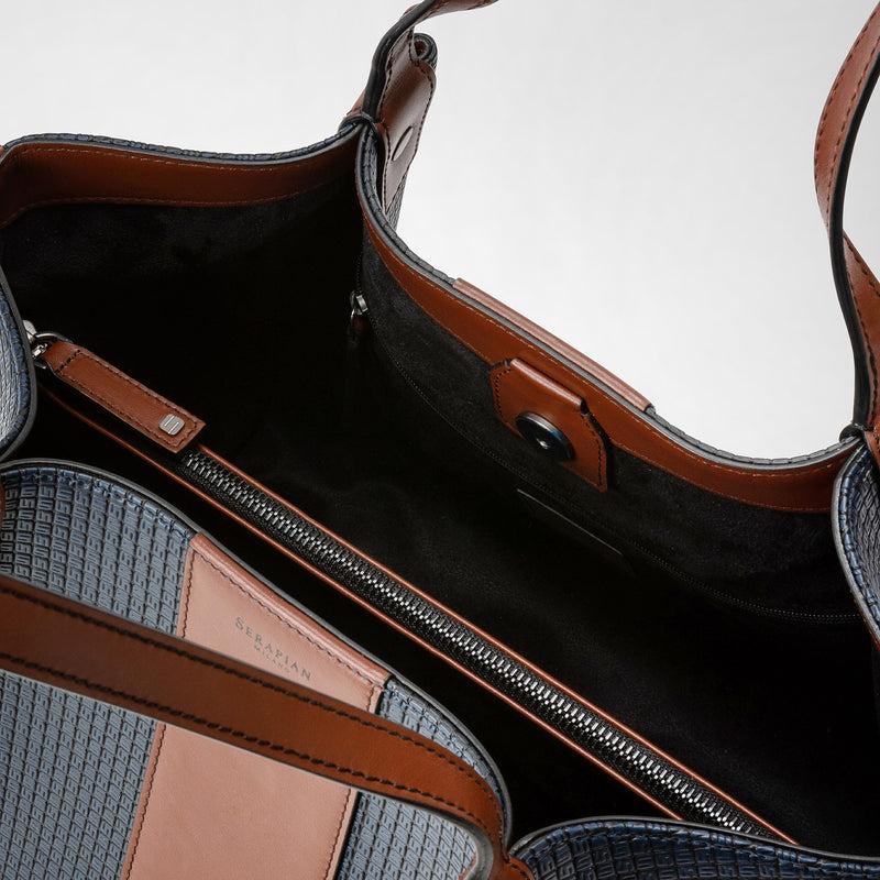Serapian Borsa shopping secret piccola stepan 72 blu -cuoio Italy