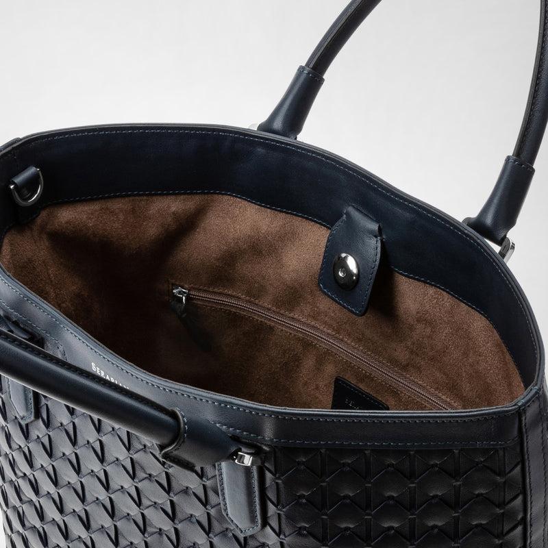 Serapian Vertical tote bag in mosaico navy blue Italia