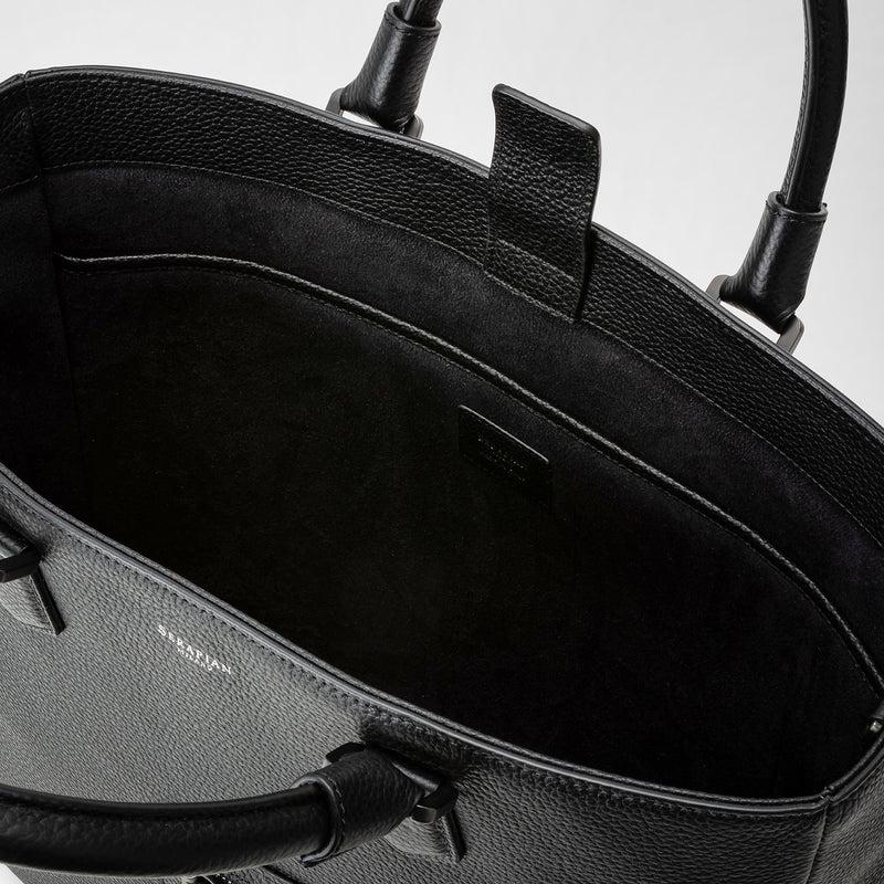 Serapian Quattordici tote bag in cachemire leather eclipse black In Linea
