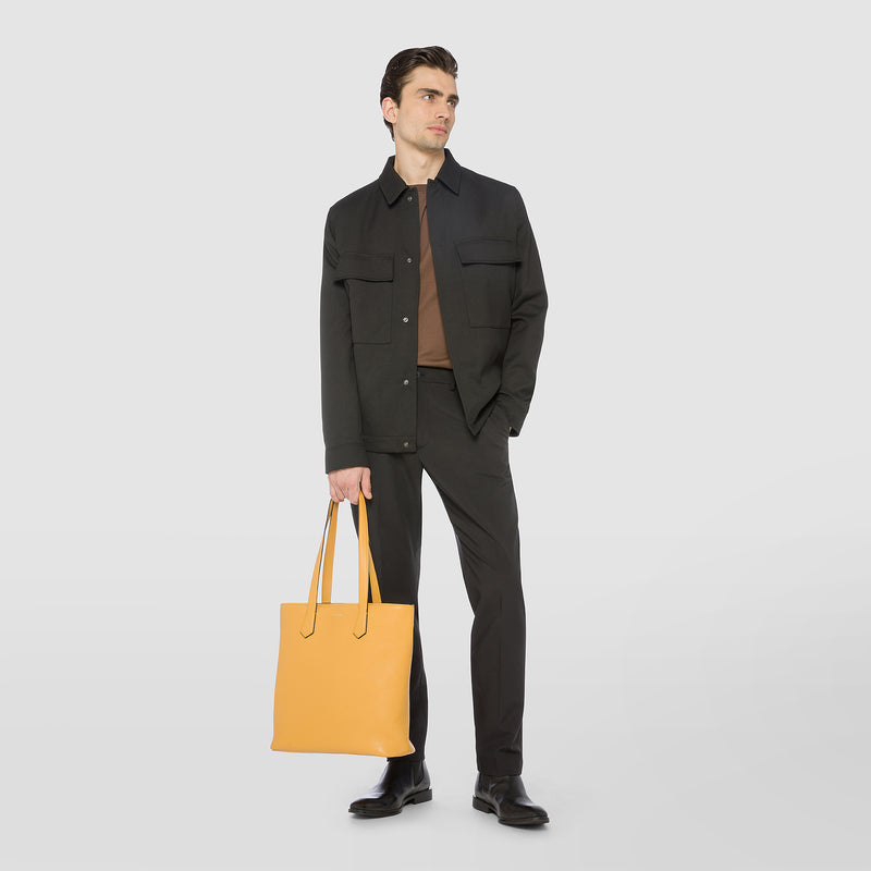Serapian Day tote bag in cachemire leather ochre Spedizione Gratuita
