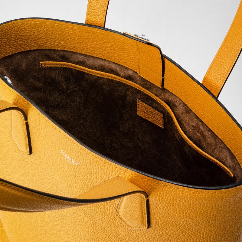 Serapian Day tote bag in cachemire leather ochre Spedizione Gratuita