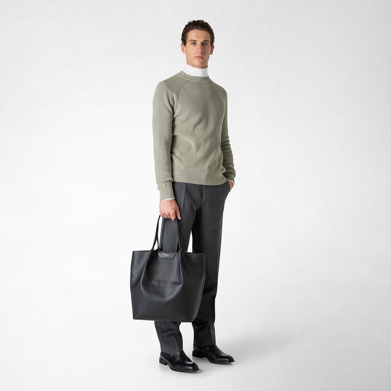 Serapian Vertical secret tote bag stepan nero-nero eclissi Pezzi Unici