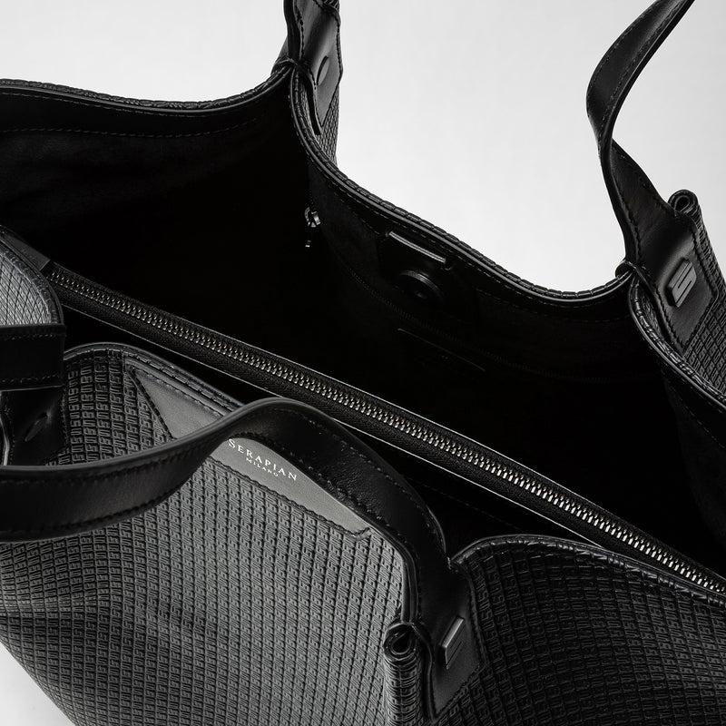 Serapian Vertical secret tote bag stepan nero-nero eclissi Pezzi Unici