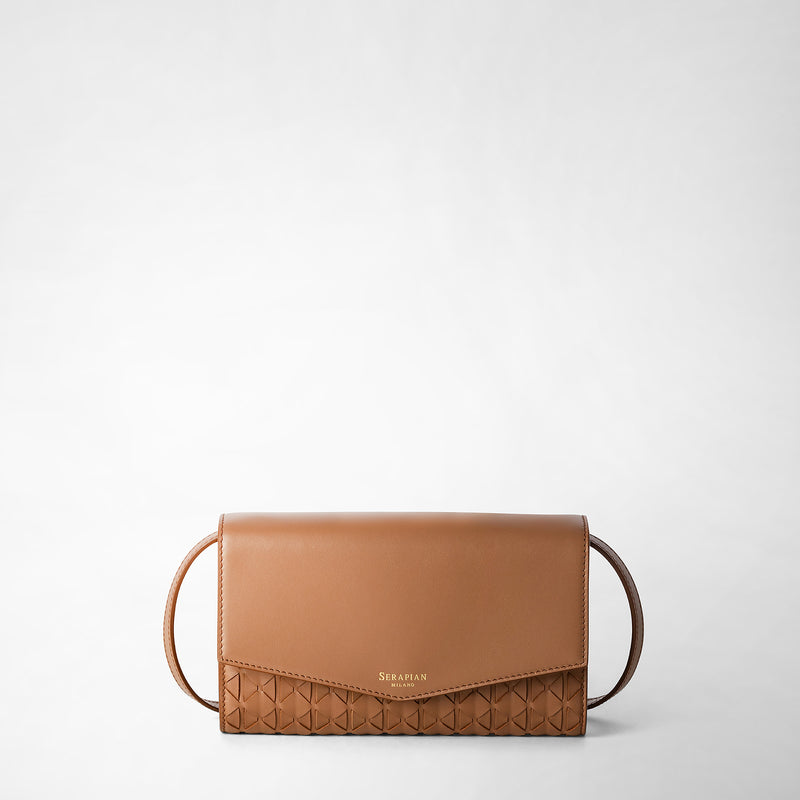 Serapian Clutch with shoulder strap in mosaico tan Fino Al -60%