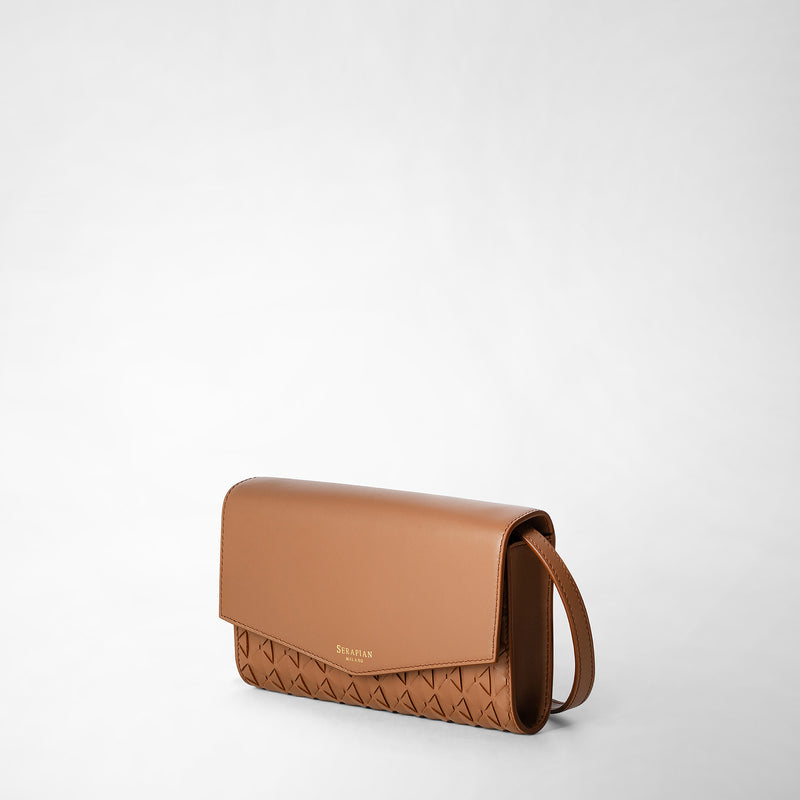Serapian Clutch with shoulder strap in mosaico tan Fino Al -60%