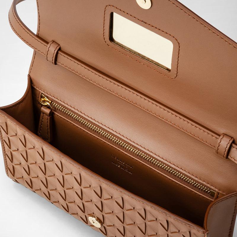 Serapian Clutch with shoulder strap in mosaico tan Fino Al -60%