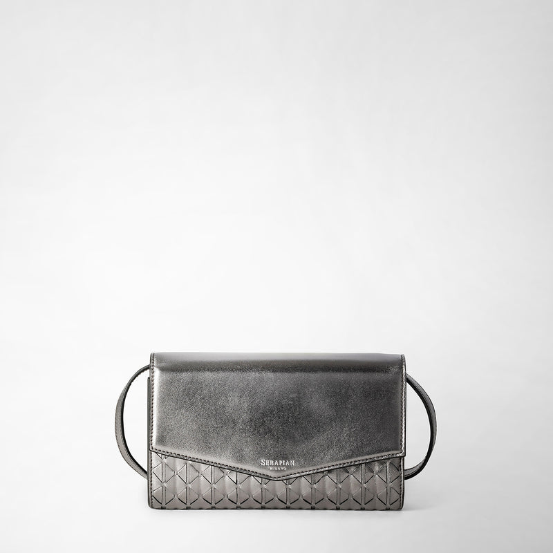 Serapian Clutch with shoulder strap in mosaico ruthenium Shopping Online