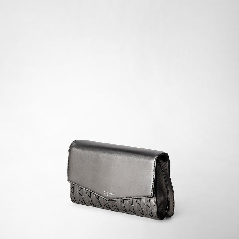 Serapian Clutch with shoulder strap in mosaico ruthenium Shopping Online