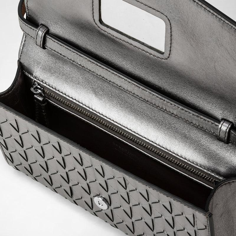 Serapian Clutch with shoulder strap in mosaico ruthenium Shopping Online