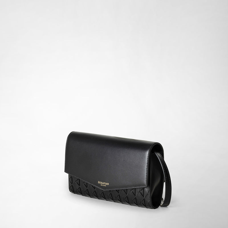 Serapian Clutch con tracolla in mosaico nero Convenienza