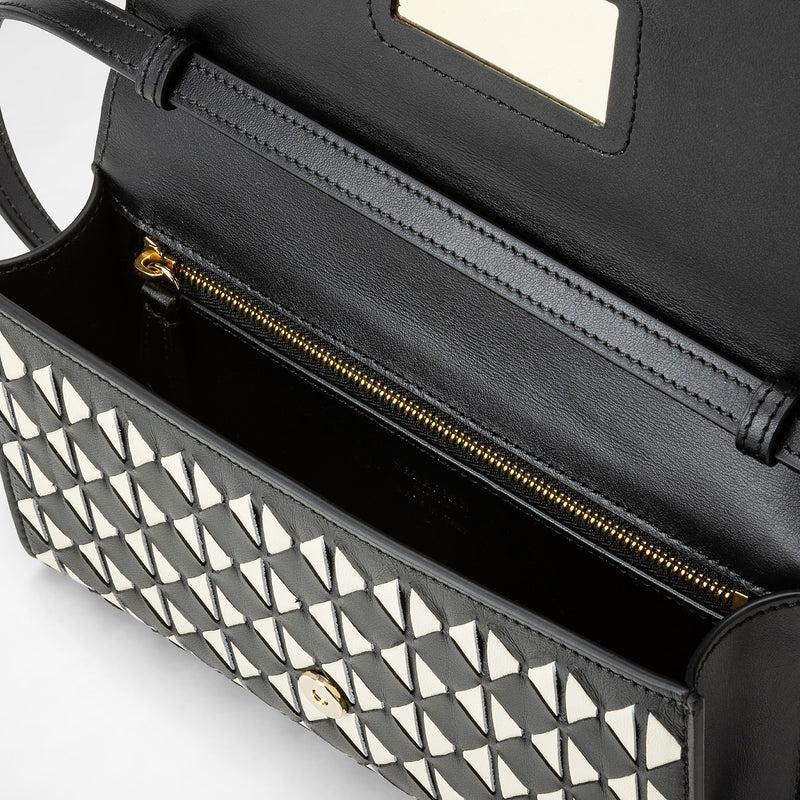 Serapian Clutch con tracolla in mosaico nero-panna Novità