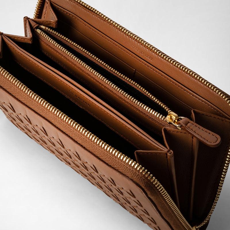 Serapian Zip-around wallet in mosaico tan Grande vendita
