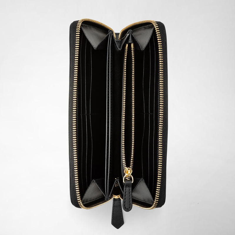 Serapian Portafoglio con zip in mosaico nero-panna Flash Sale