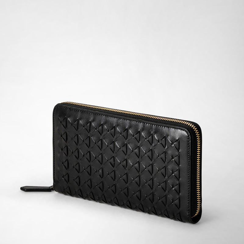 Serapian Portafoglio con zip in mosaico nero Shopping online