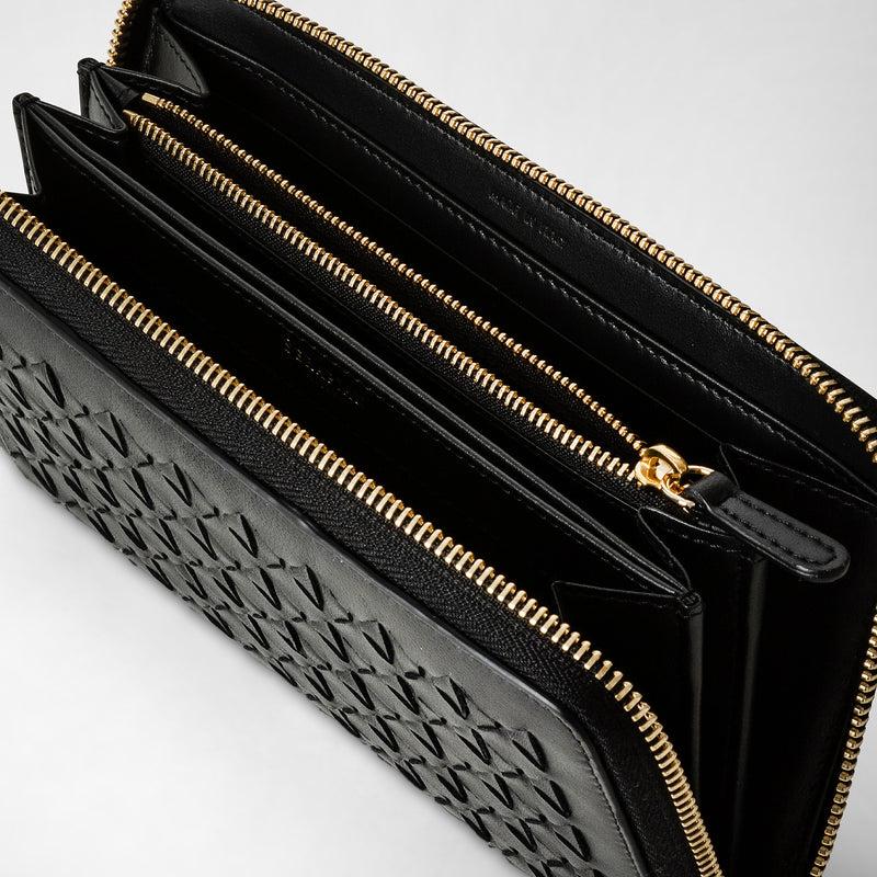 Serapian Portafoglio con zip in mosaico nero Shopping online
