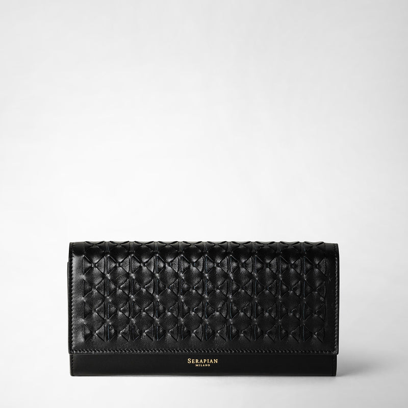 Serapian Portafoglio continental in mosaico nero Vendite stagionali