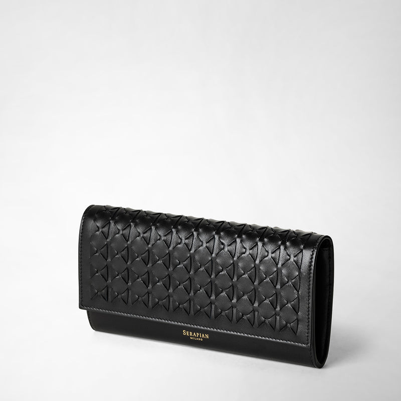 Serapian Portafoglio continental in mosaico nero Vendite stagionali