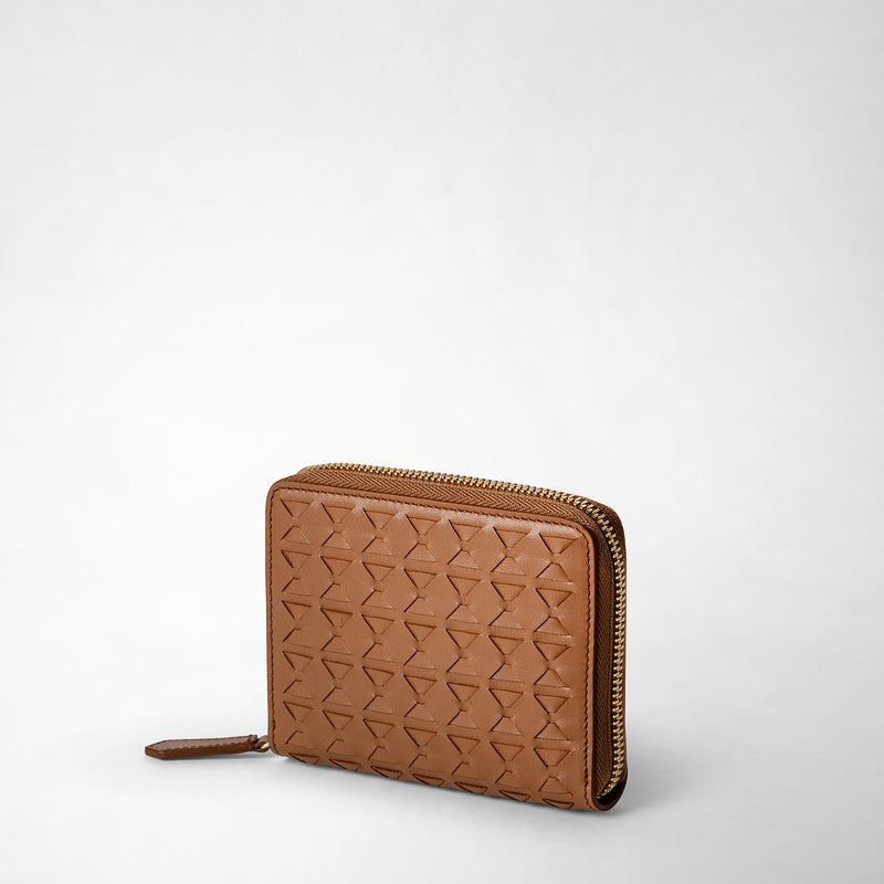 Serapian Mini zip wallet in mosaico tan Vendita calda