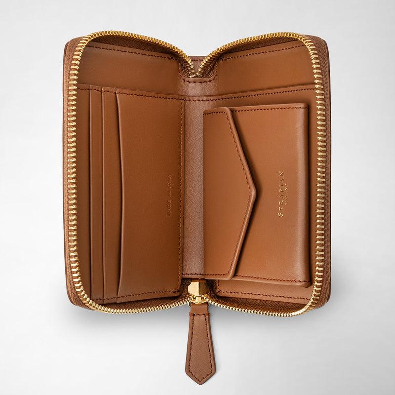 Serapian Mini zip wallet in mosaico tan Vendita calda