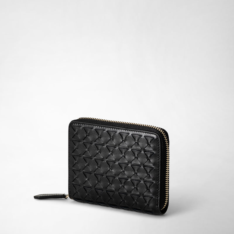 Serapian Portafoglio mini con zip in mosaico nero Offerte esclusive