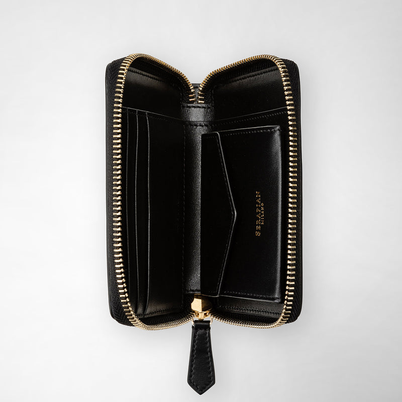 Serapian Portafoglio mini con zip in mosaico nero Offerte esclusive