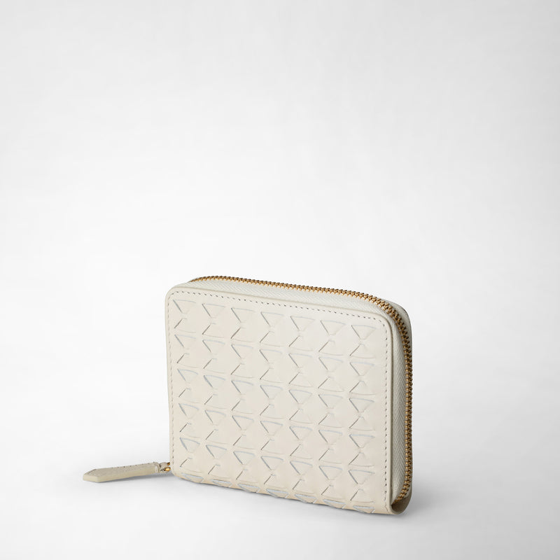 Serapian Portafoglio mini con zip in mosaico panna Grandi sconti